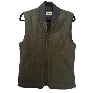 Taylor Stitch Men's 38 Quilted Vest Olive Green Insulated Full Zip